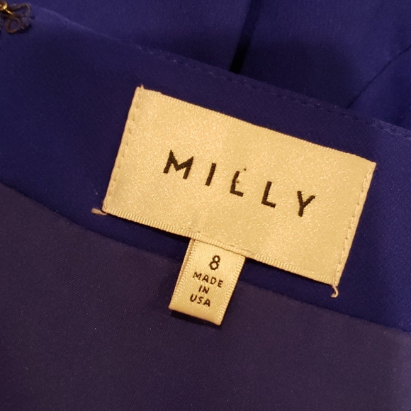 MILLY Blue Italian Cady Fit & Flare Kelly Dress 8 - Picture 8 of 14